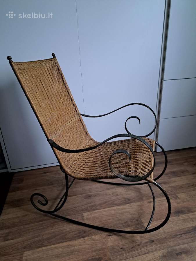 Supamas krėslas, kėdė Metalinis, pintas klasikinis