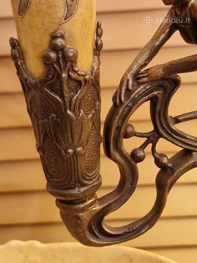 Vintažinė Art Nouveau žalvario/porceliano vaza - nuotraukos Nr. 6