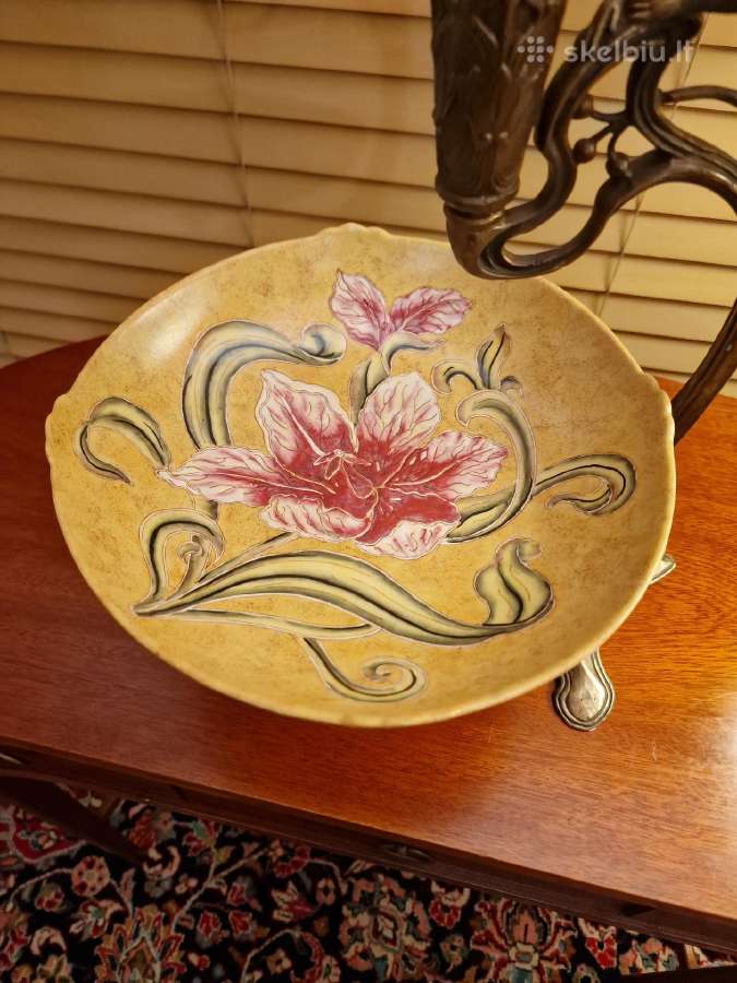 Vintažinė Art Nouveau žalvario/porceliano vaza - nuotraukos Nr. 14