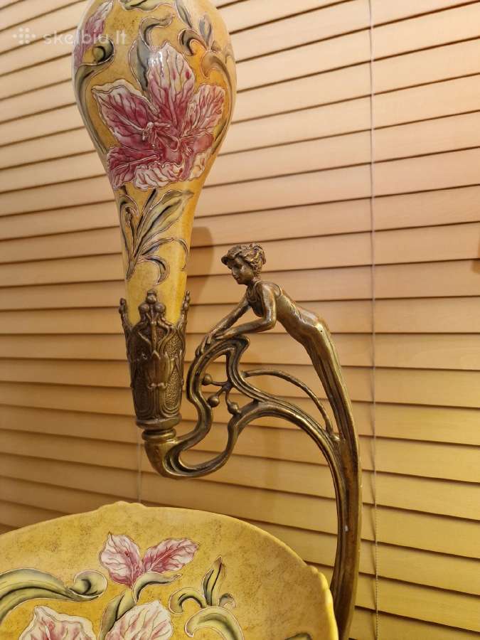 Vintažinė Art Nouveau žalvario/porceliano vaza - nuotraukos Nr. 20