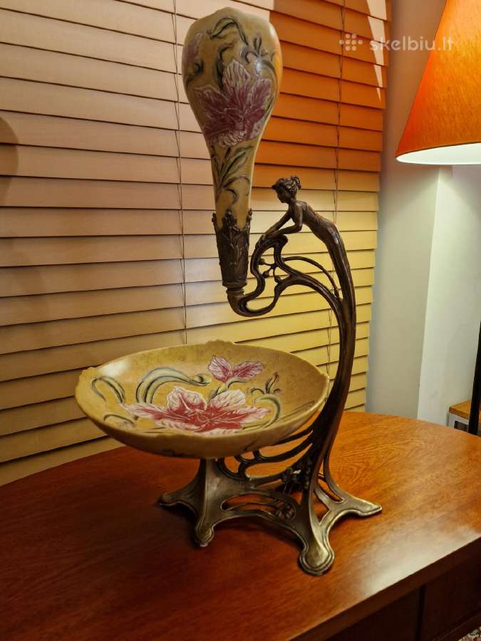 Vintažinė Art Nouveau žalvario/porceliano vaza - nuotraukos Nr. 23