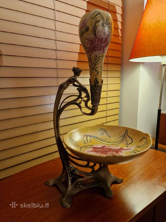 Vintažinė Art Nouveau žalvario/porceliano vaza - nuotraukos Nr. 25
