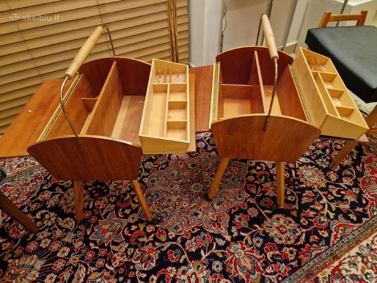 Vintažinė mid century rankdarbių dėžutė -siūlinė - nuotraukos Nr. 12