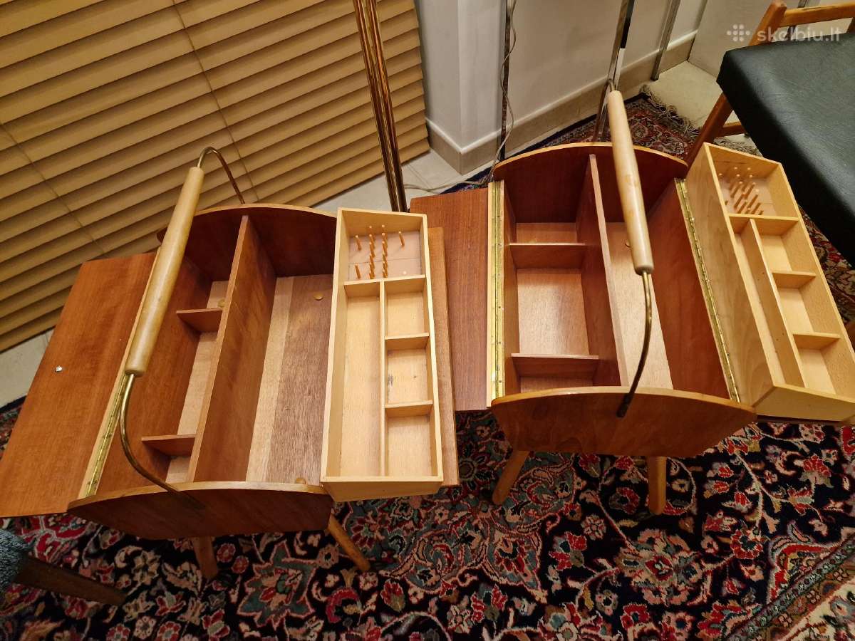 Vintažinė mid century rankdarbių dėžutė -siūlinė - nuotraukos Nr. 13