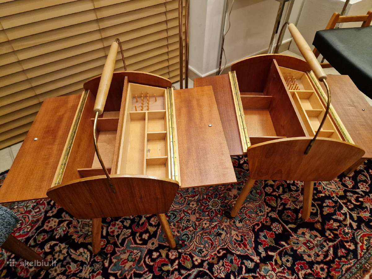 Vintažinė mid century rankdarbių dėžutė -siūlinė - nuotraukos Nr. 14