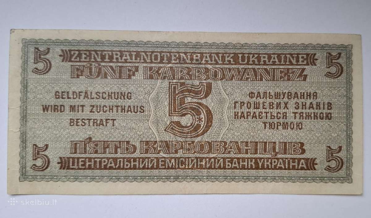 5 karbovantsiv 1942 m - nuotraukos Nr. 2