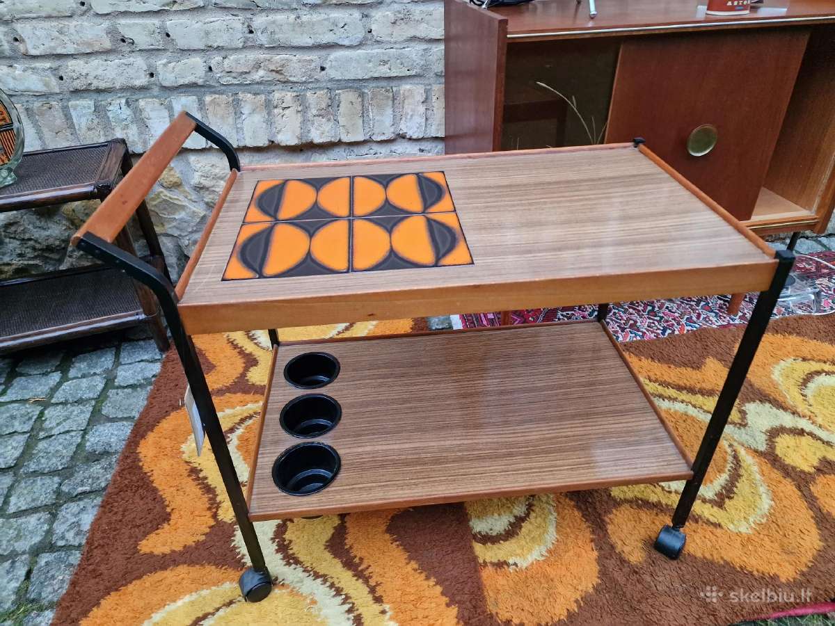 Vintažinis mid century serviravimo staliukas - nuotraukos Nr. 15