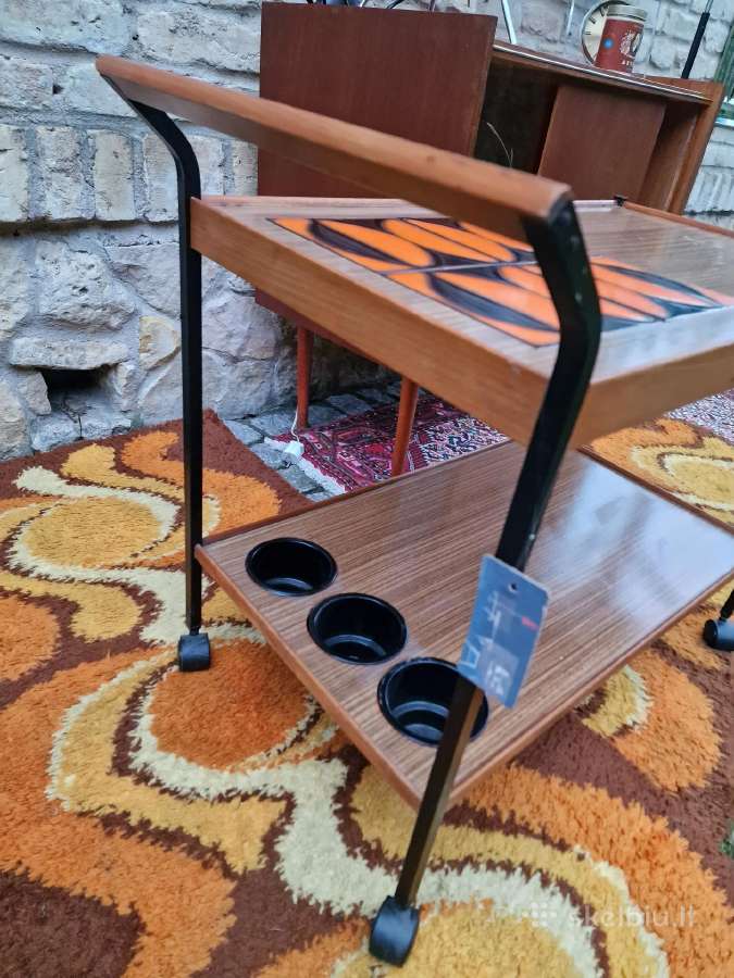 Vintažinis mid century serviravimo staliukas - nuotraukos Nr. 16