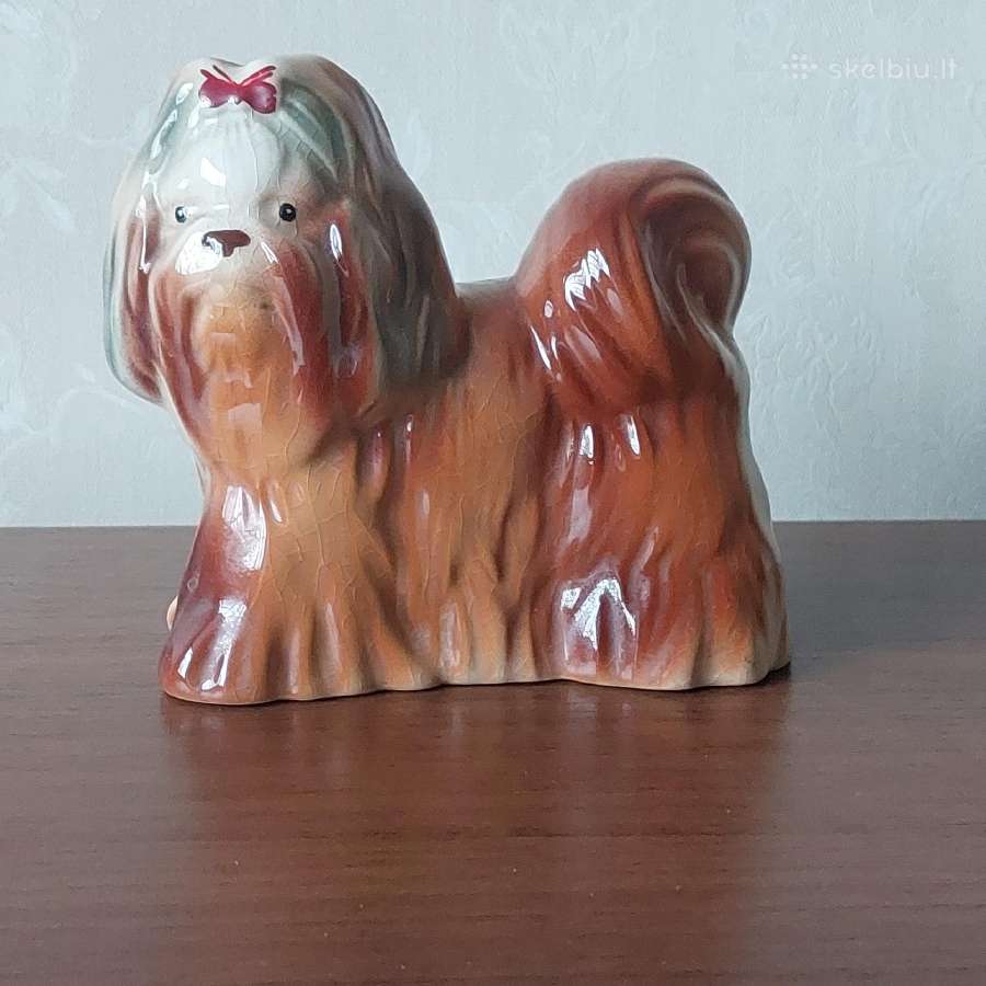 Porcelianinė statulėlė - Šuniukas Bolonė / Bolonka