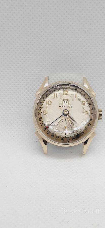 1950 Šveicariškas Benrus Date laikrodis - nuotraukos Nr. 3