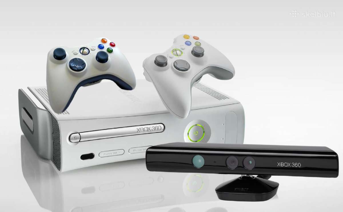 Atrištas Xbox 360 2 pulteliai Kinect 100 žaidimų