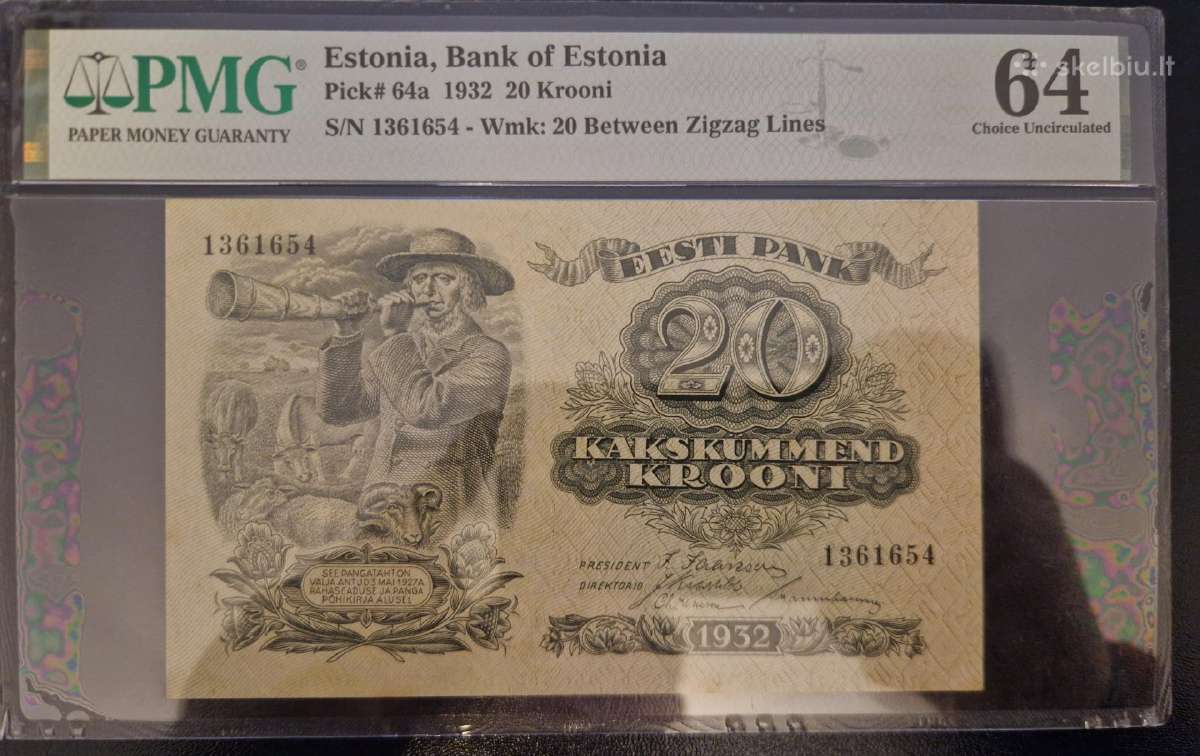 1932m Estijos 20kronu pmg64