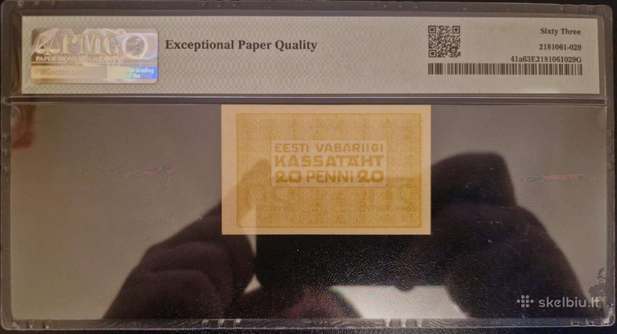 1919m Estijos tarpukario 20 Penni pmg63 #41a - nuotraukos Nr. 2