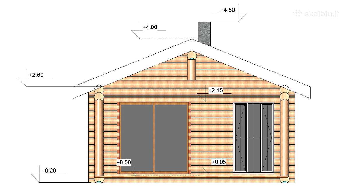 Rąstinė pirtis 6x6 m su terasa - nuotraukos Nr. 8