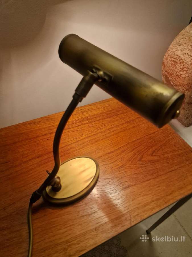 Vintažinis mid century žalvarinis stalo šviestuvas - nuotraukos Nr. 18