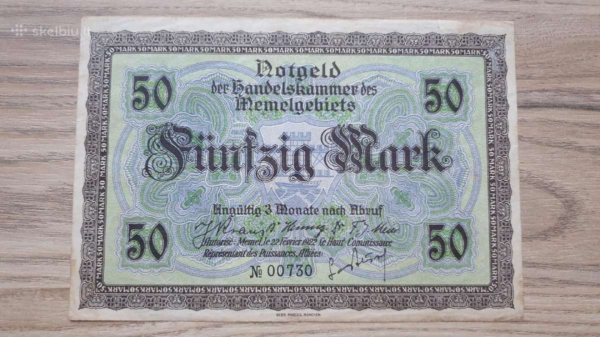 1922 metų 50 Memel markių Žemas numeris - nuotraukos Nr. 2