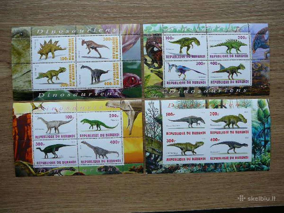 Dinozaurai Burundis 2010 4xblokai svarus g208/1a