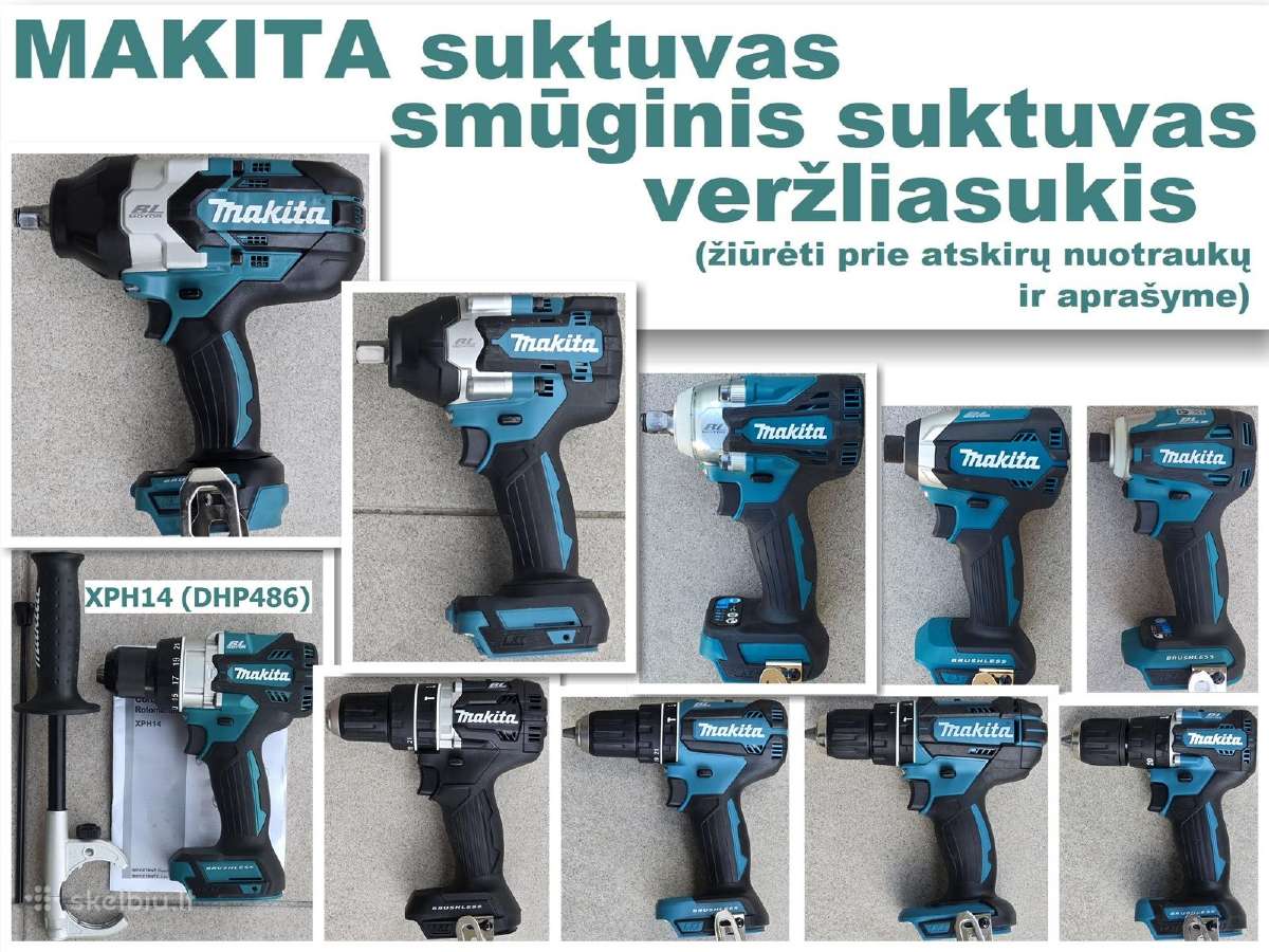 Makita įvairūs suktuvai smūginiai ir veržliasukiai