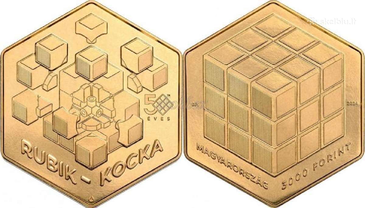 2024 m.vegrijos moneta 5000 forintų Rubiko kubas