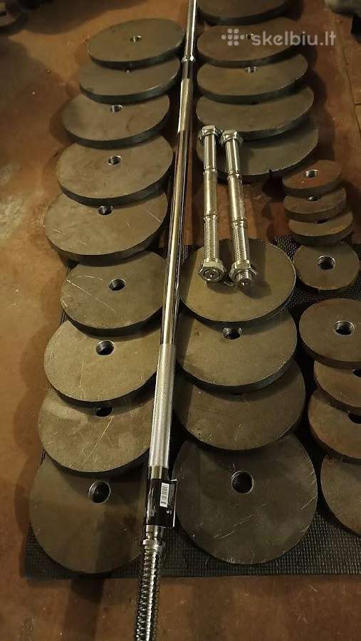 Štanga 122kg/ hanteliai 2x58kg, suolas, danga