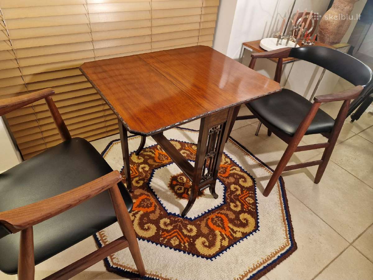 Vintažinių mid century raudonmedžio staliukų trio - nuotraukos Nr. 31
