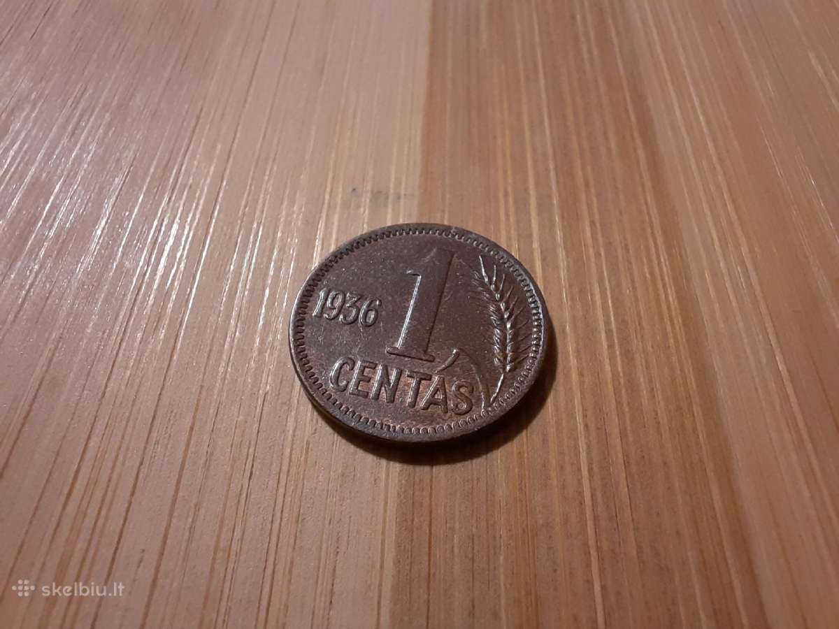 1 centas 1936 Lietuva Tarpukaris