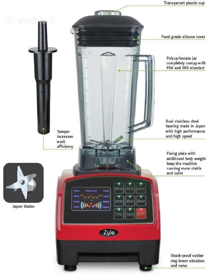 Blenderis Zyle Zy858bl 2l 2200w red naujas