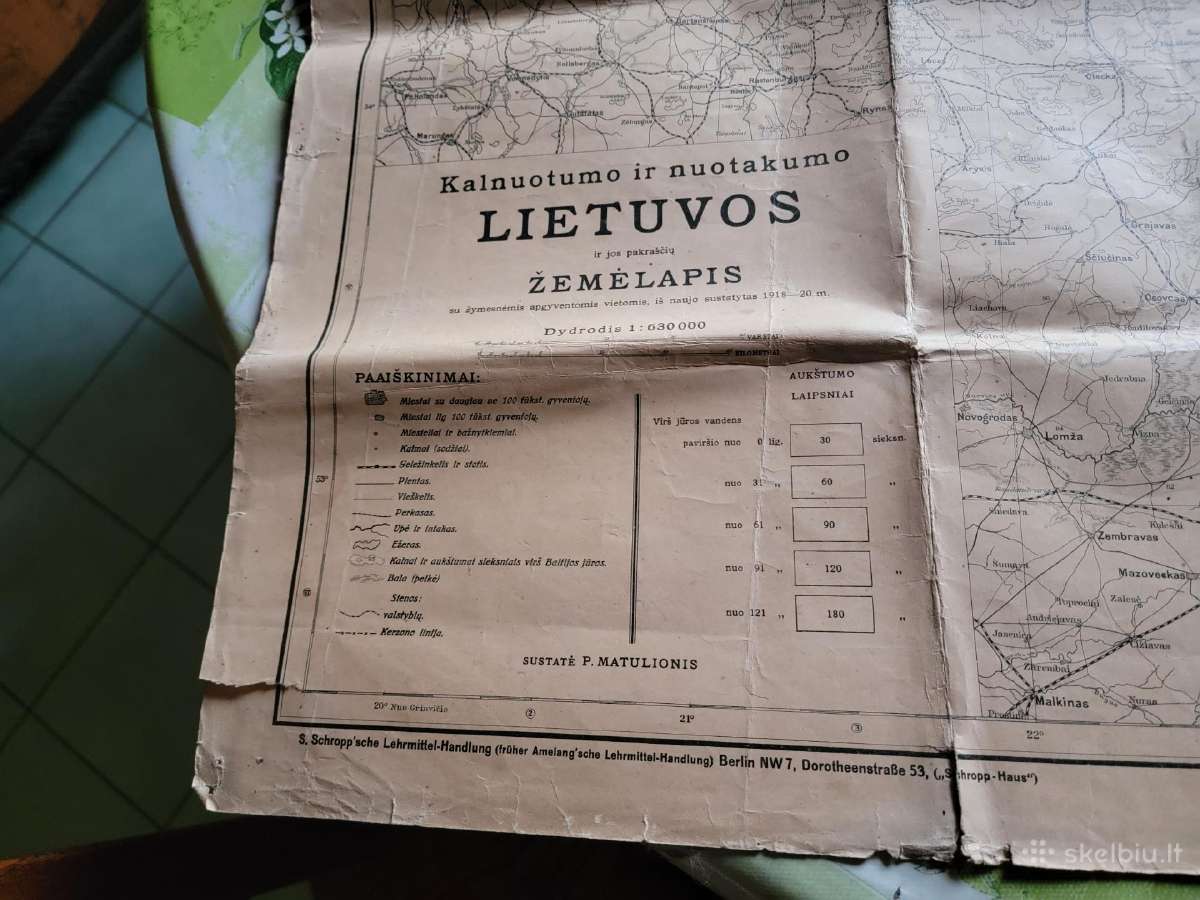 1918 m.lietuvos kalnuotumo ir nuotakumo žemėlapis