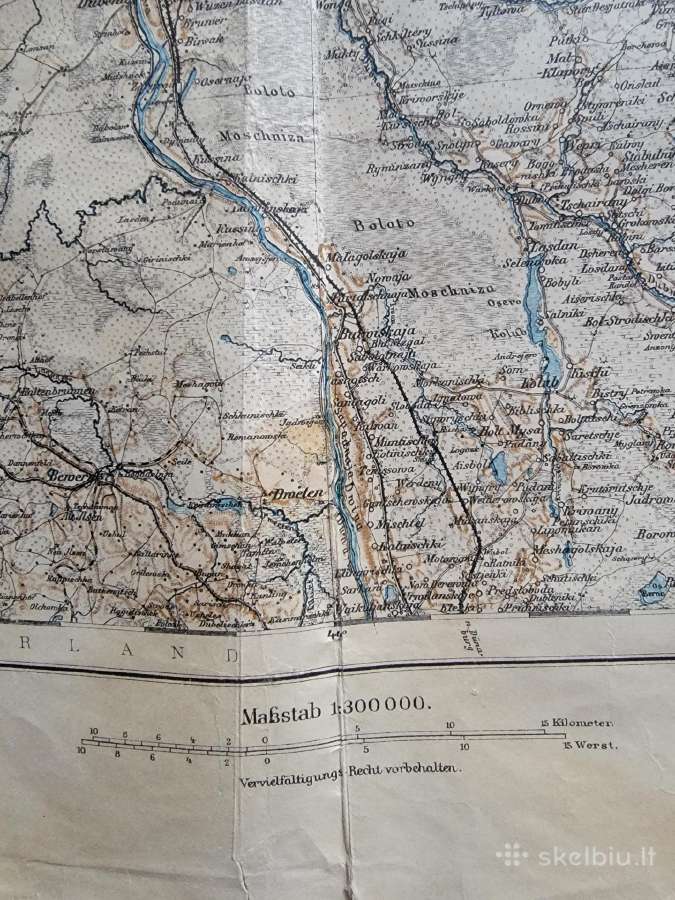 1918 m.pskovo,reznyca,jakobstadt žemėlapis - nuotraukos Nr. 4