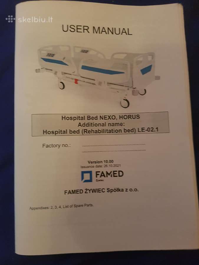 Parduodama profesionali medicininė lova su antipra