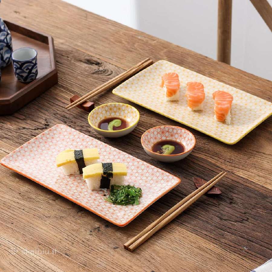 Japoniško stiliaus porcelianinis sušių servizas - nuotraukos Nr. 5