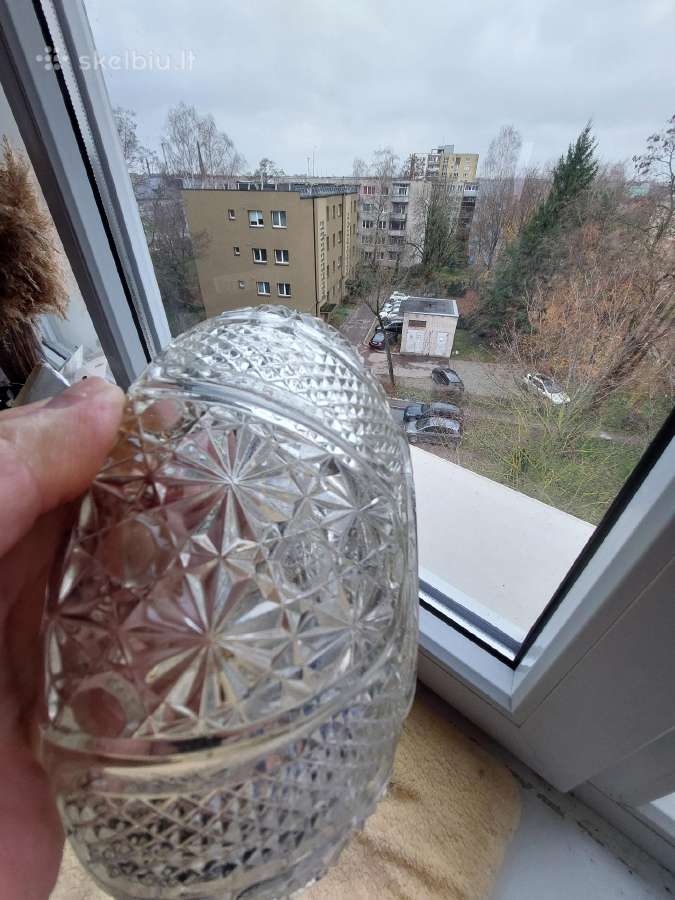 Gražiai raižytas kristalizuoto stiklo dubuo. - nuotraukos Nr. 6