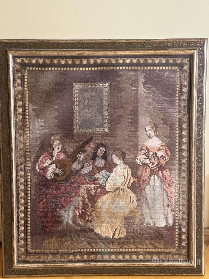 Siuvinėtas paveikslas su rėmu