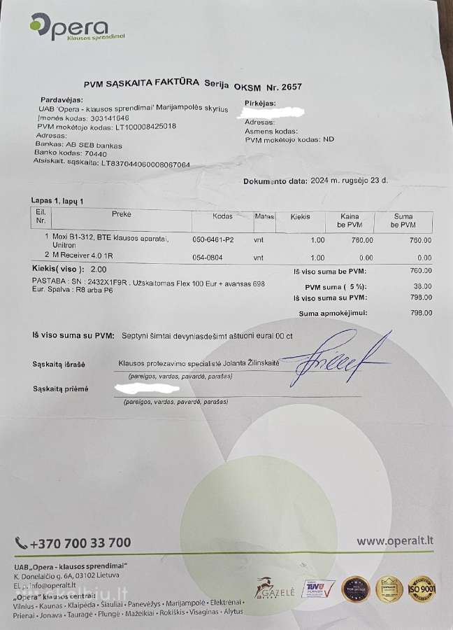 Klausos aparatas Unitron Moxi B1 - nuotraukos Nr. 3