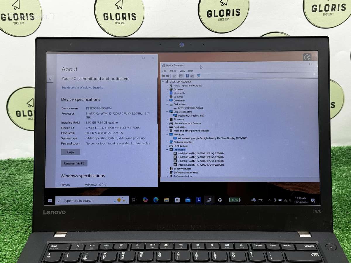 Lenovo Thinkpad T470 i5-7200u 8gb 256gb #1-15 - nuotraukos Nr. 3