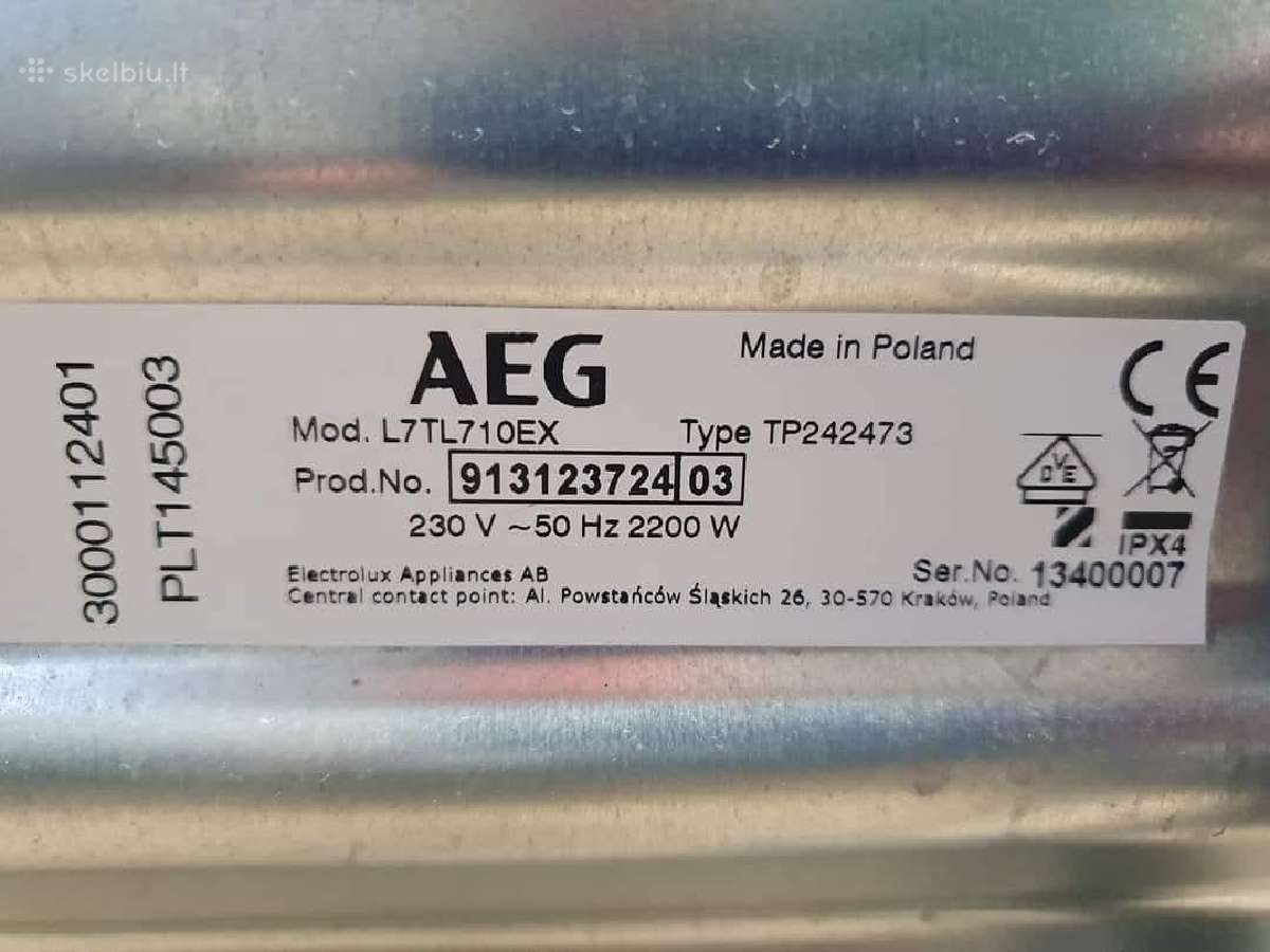 Aeg Prosteam 7000 serija 40cm, 7kg ,E - nuotraukos Nr. 14