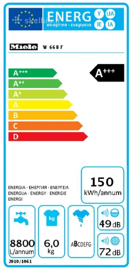 Miele pakraunama per viršų 45cm 6kg A+++ - nuotraukos Nr. 20