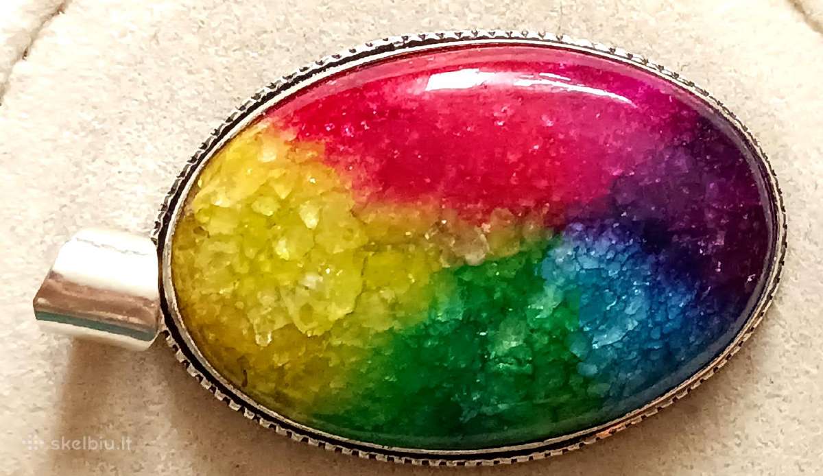 Sidabrinis rinkinys - žiedas ir pakabukas Rainbow - nuotraukos Nr. 2