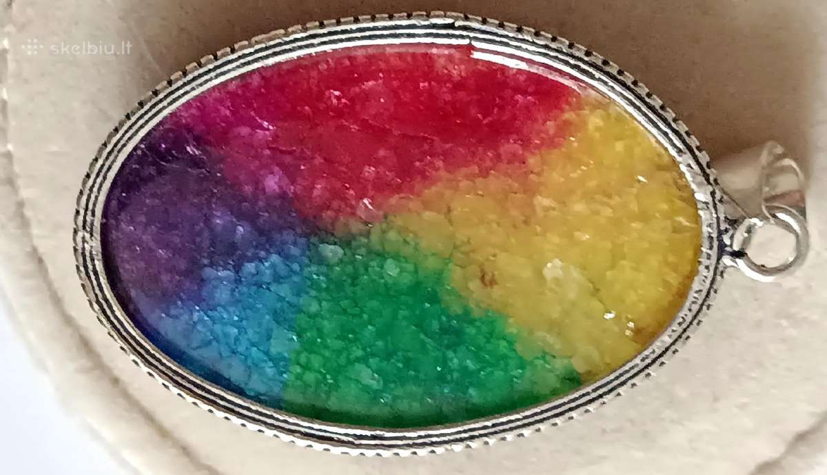 Sidabrinis rinkinys - žiedas ir pakabukas Rainbow - nuotraukos Nr. 3