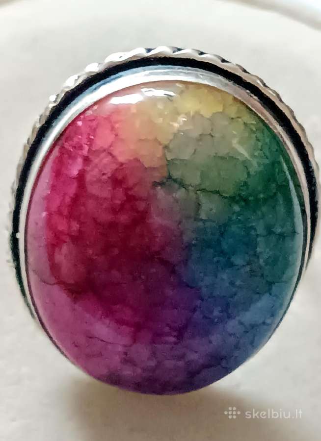 Sidabrinis rinkinys - žiedas ir pakabukas Rainbow - nuotraukos Nr. 5