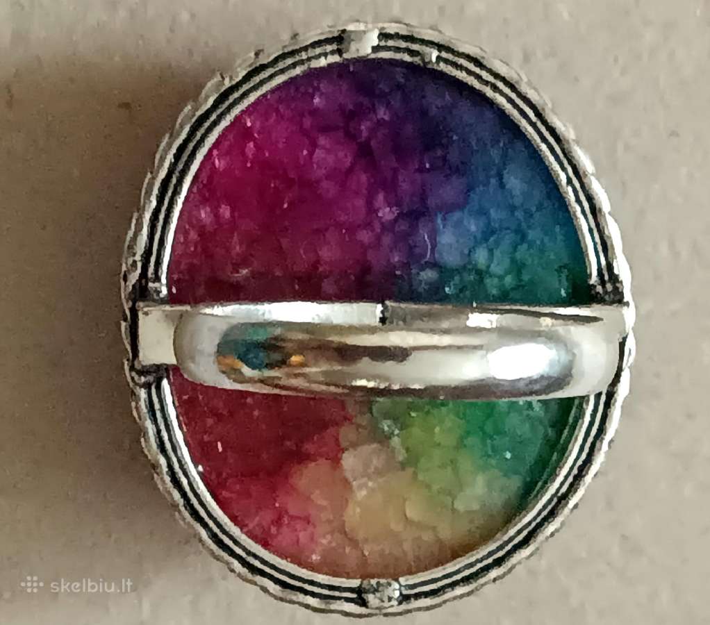 Sidabrinis rinkinys - žiedas ir pakabukas Rainbow - nuotraukos Nr. 9