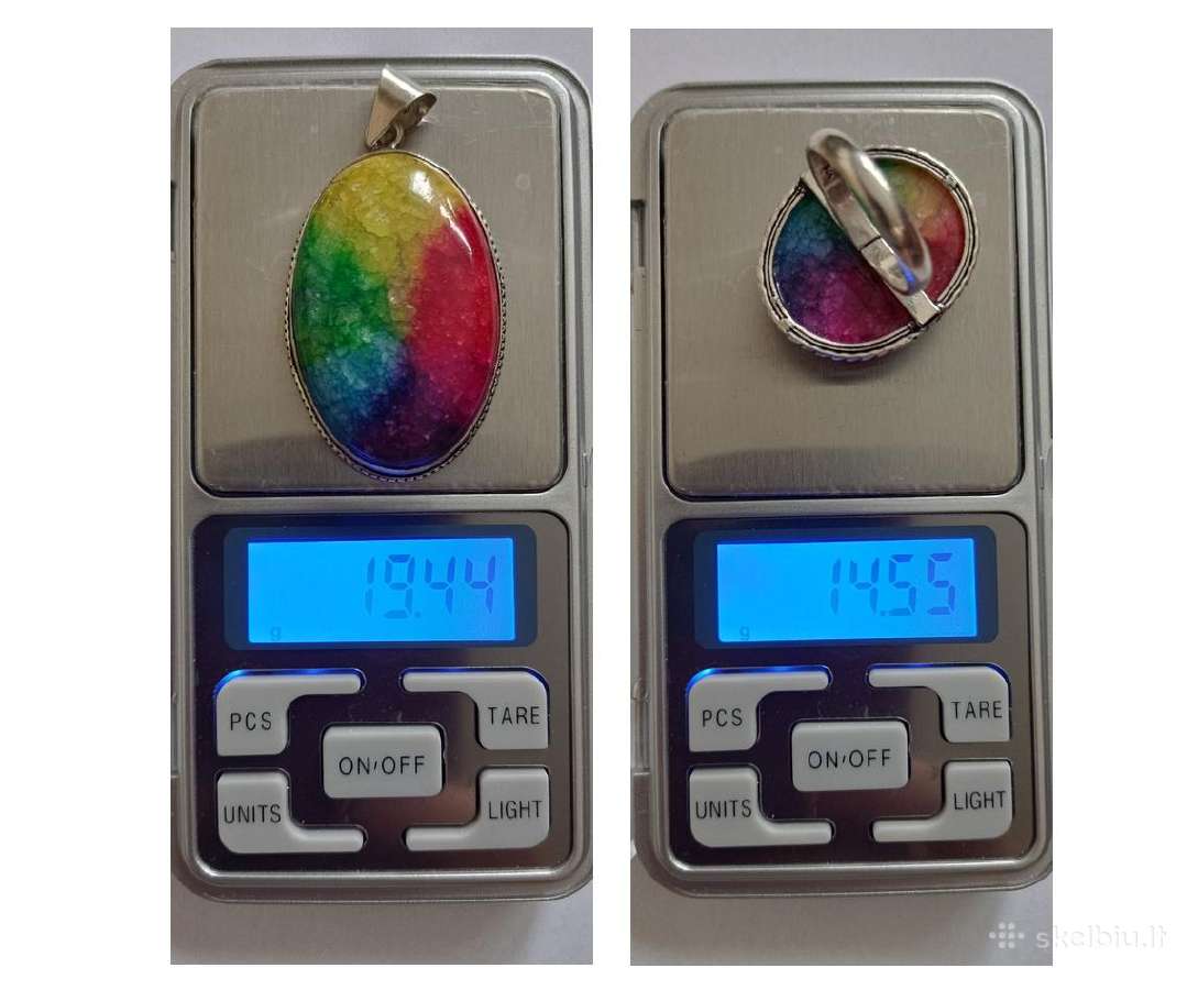 Sidabrinis rinkinys - žiedas ir pakabukas Rainbow - nuotraukos Nr. 10