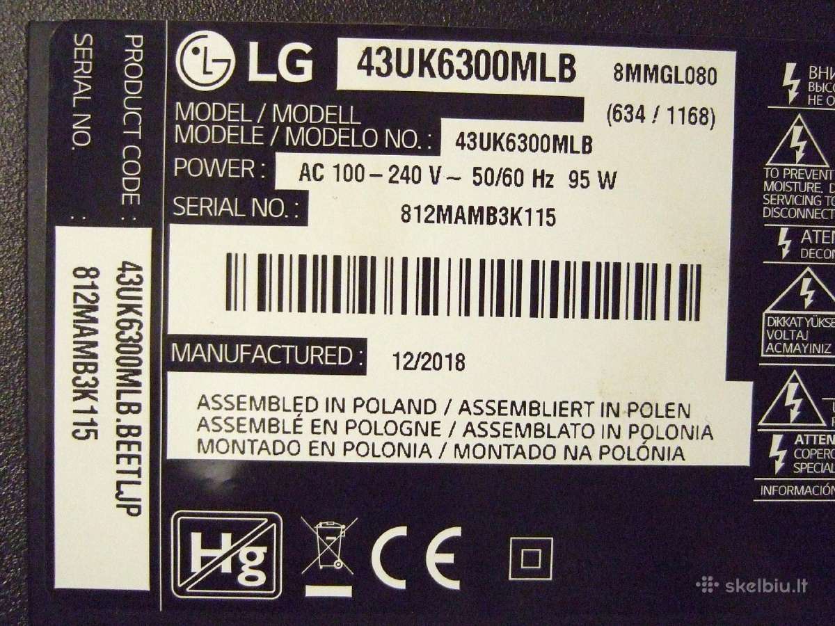 LG 43uk6300mlb - Originalus Detales - nuotraukos Nr. 12