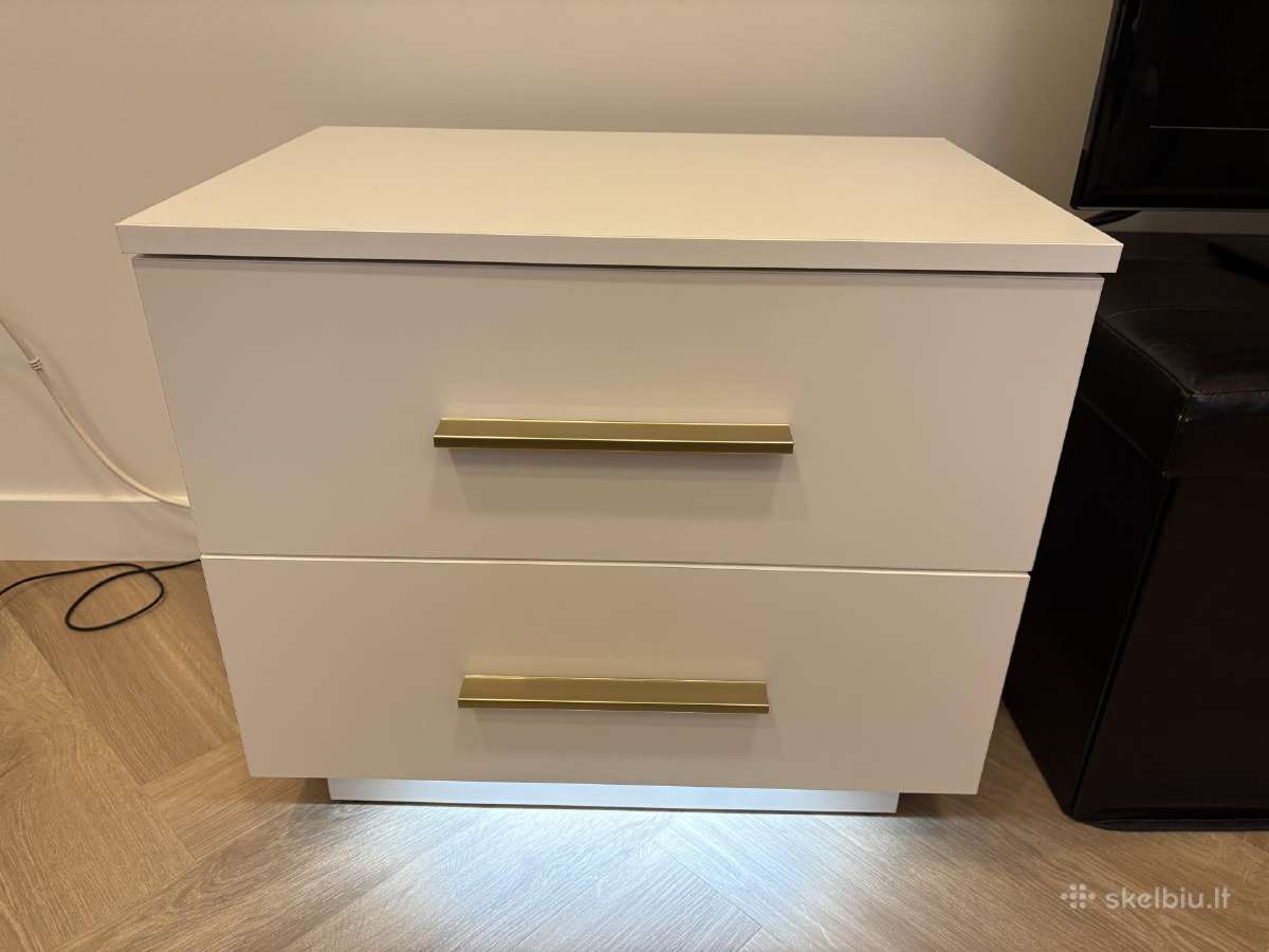 2x Lovos spintelės (dvi baltos su LED) - nuotraukos Nr. 2