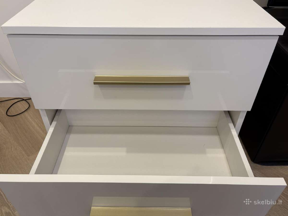 2x Lovos spintelės (dvi baltos su LED) - nuotraukos Nr. 3