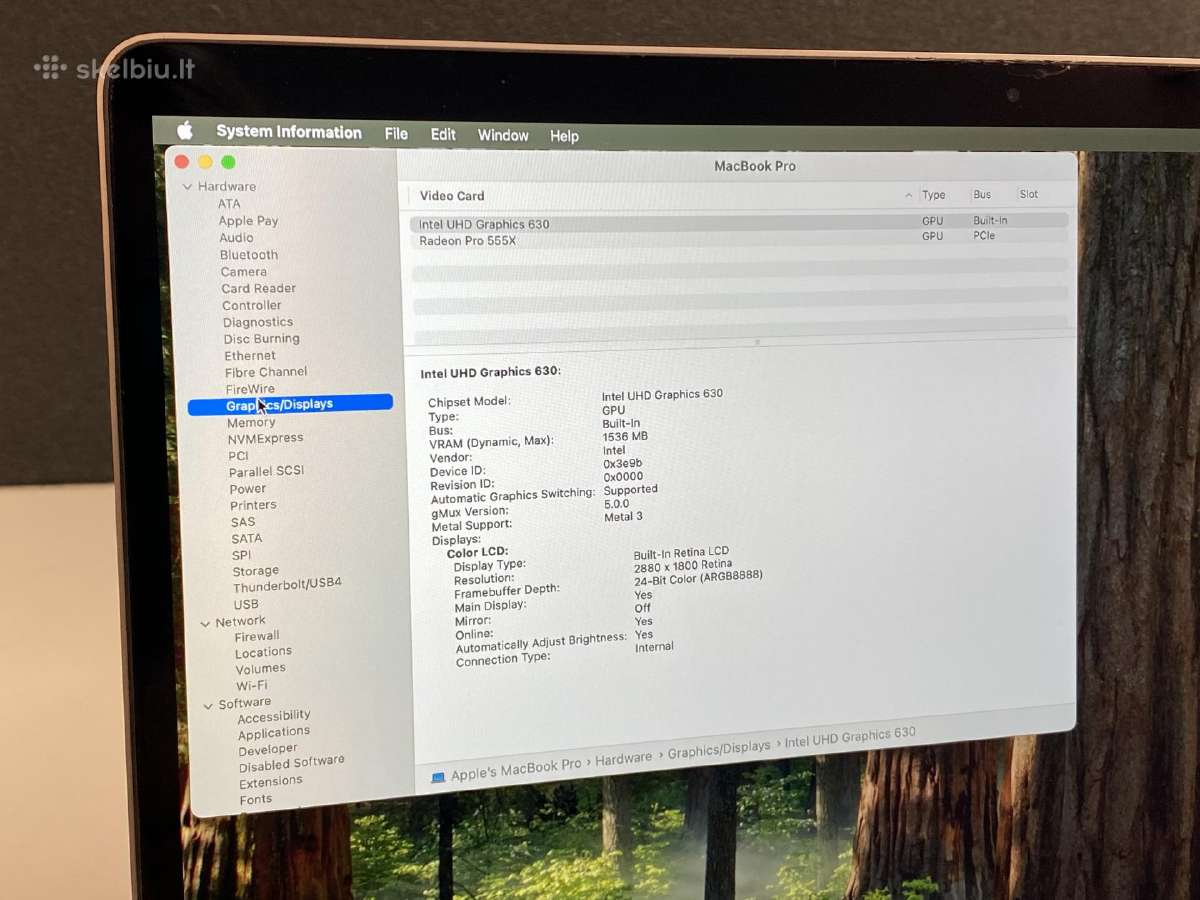 Apple MacBook Pro 15 (A1990) i7-9750h 16/256 #1-21 - nuotraukos Nr. 6
