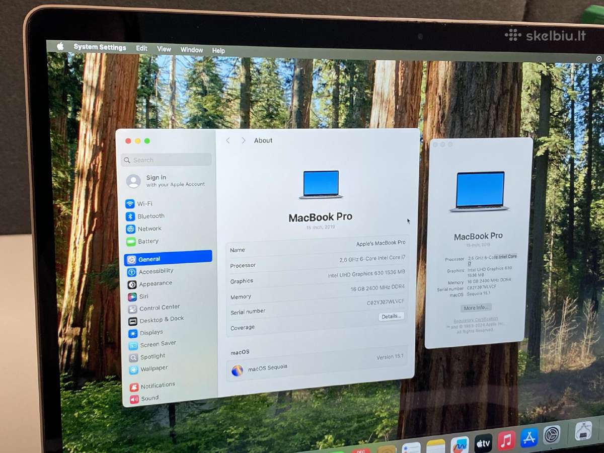 Apple MacBook Pro 15 (A1990) i7-9750h 16/256 #1-21 - nuotraukos Nr. 4