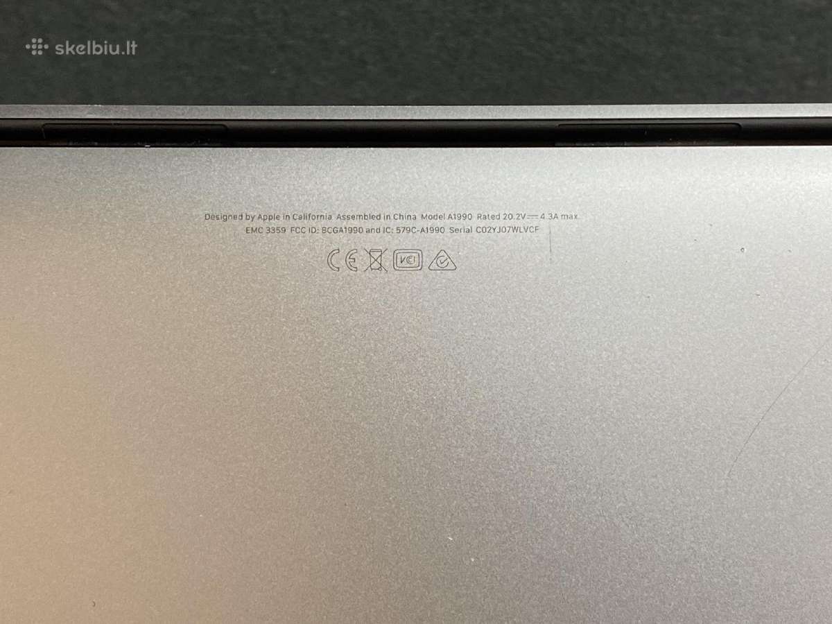 Apple MacBook Pro 15 (A1990) i7-9750h 16/256 #1-21 - nuotraukos Nr. 21