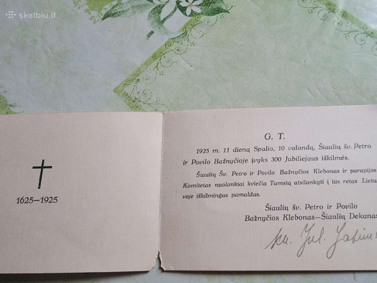 1925m.pakvietimas į Šiaulių šv.p ir P. bažnyčios - nuotraukos Nr. 4