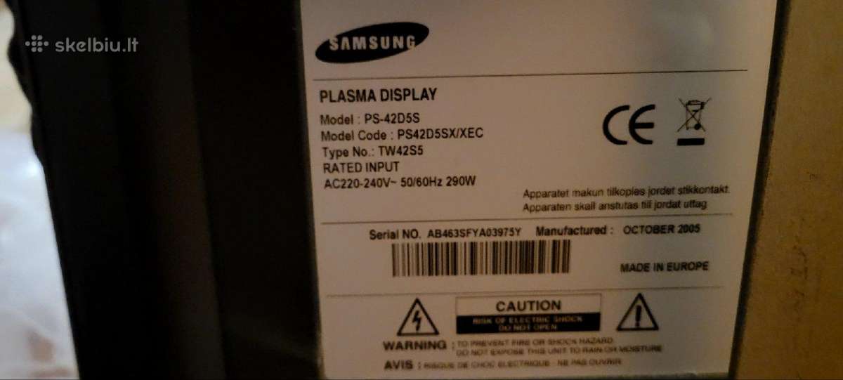 Parduodu Plazmini televizoriu Samsung - nuotraukos Nr. 2